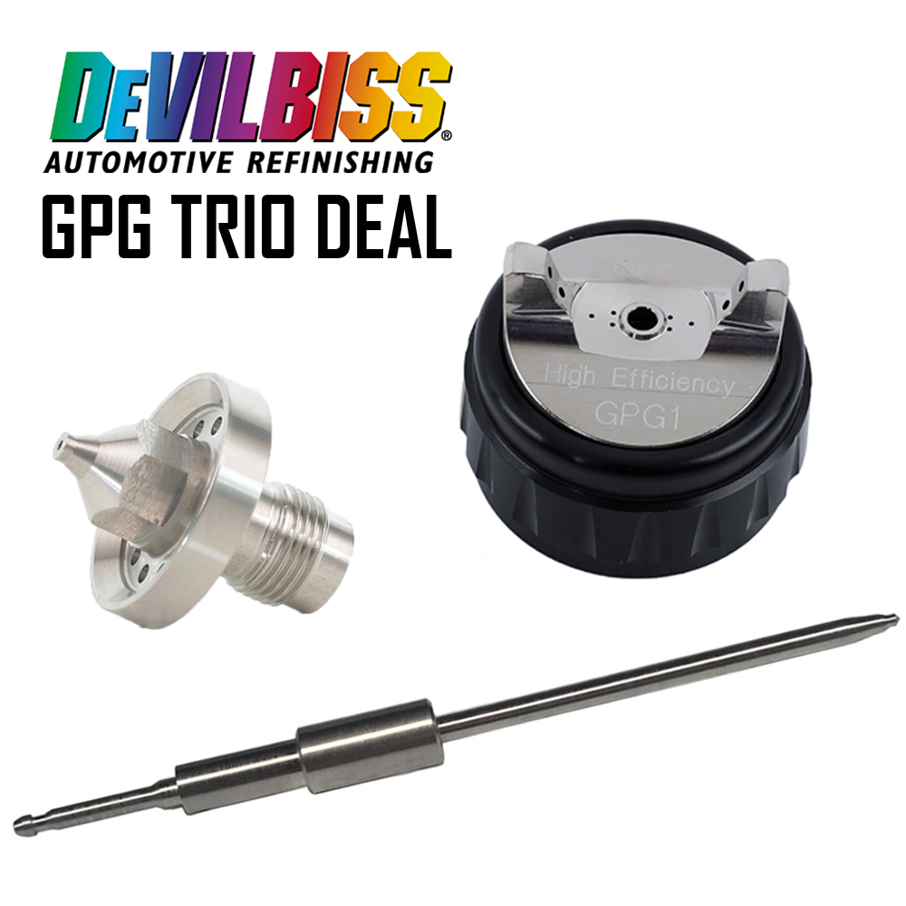 DeVilbiss GPG Gravity Trio Deal - GPG1 Air Cap with HVLP Fluid Nozzle and Needle Setup
