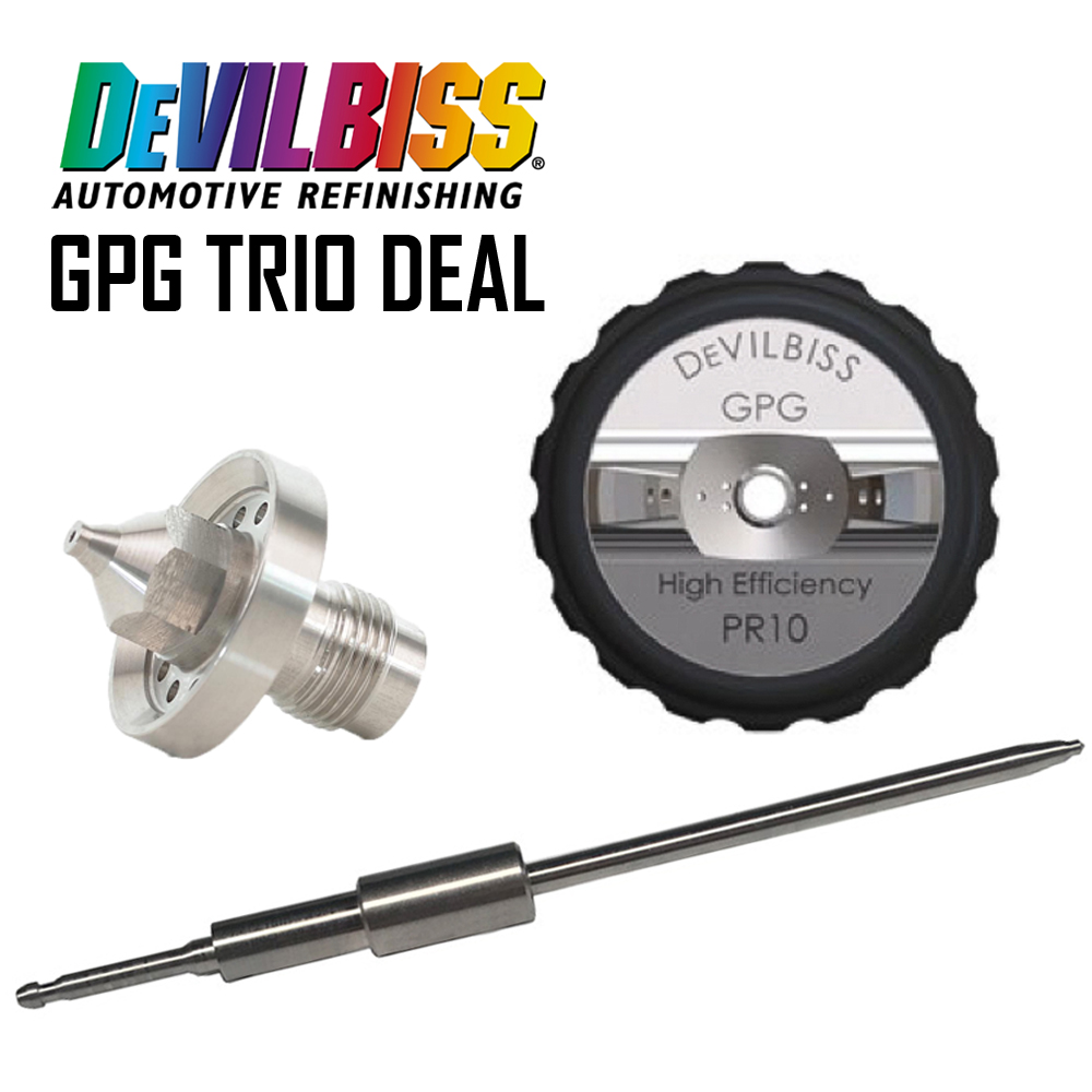 DeVilbiss GPG Gravity Trio Deal - PR10 Air Cap with Primer Fluid Nozzle and Needle Setup