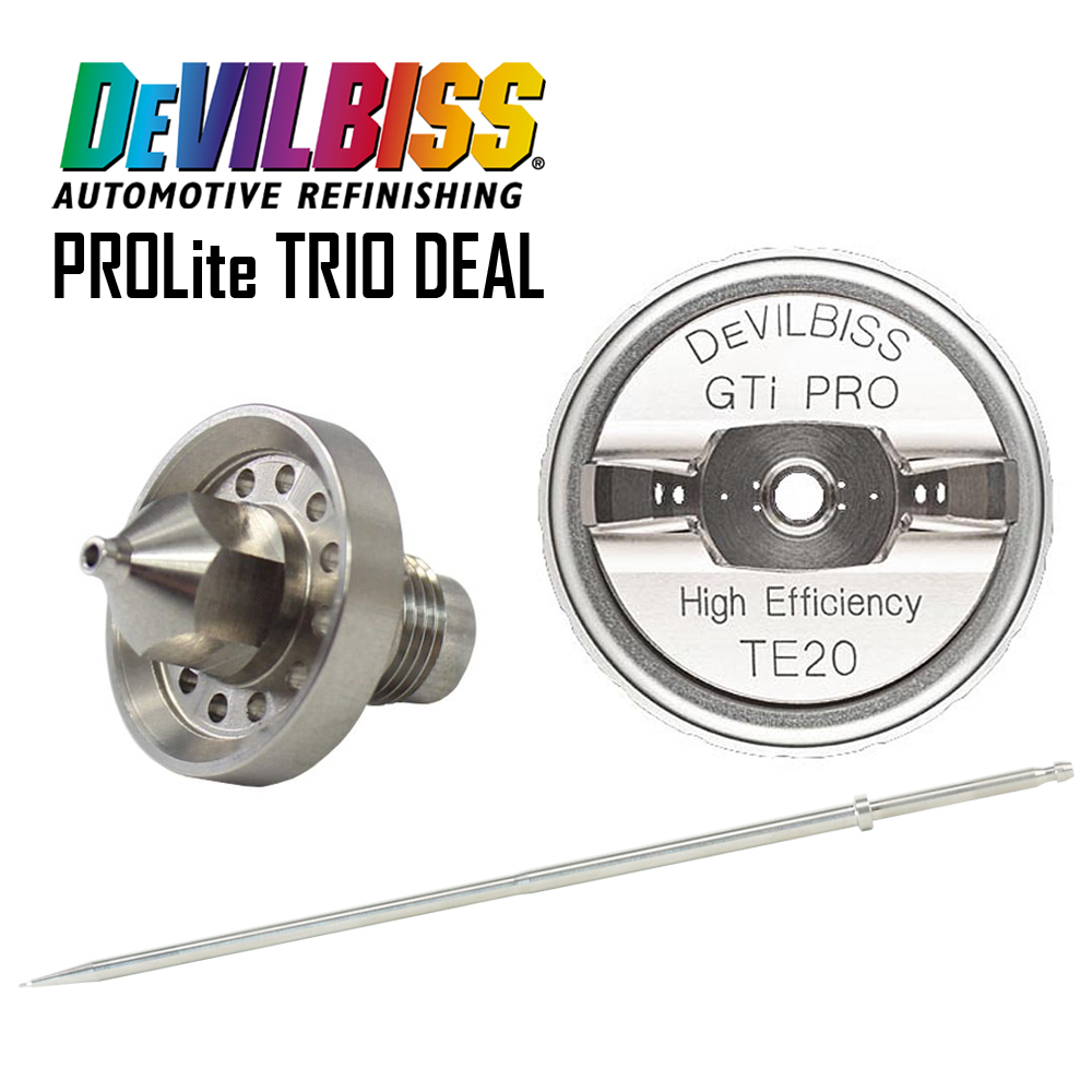 DeVilbiss PROLite Suction Trio Deal - TE20 Air Cap with Fluid Nozzle and Needle Setup