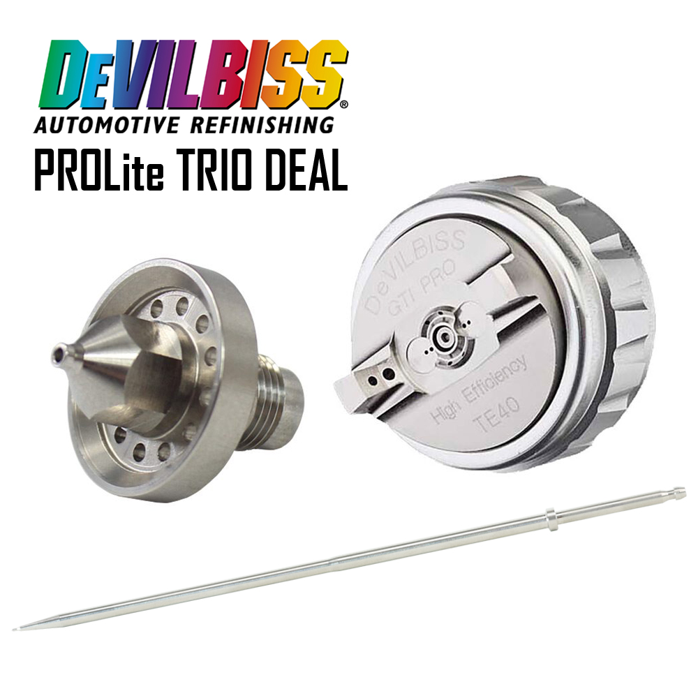 DeVilbiss PROLite Pressure Trio Deal - TE40 Air Cap with Fluid Nozzle and Needle Setup