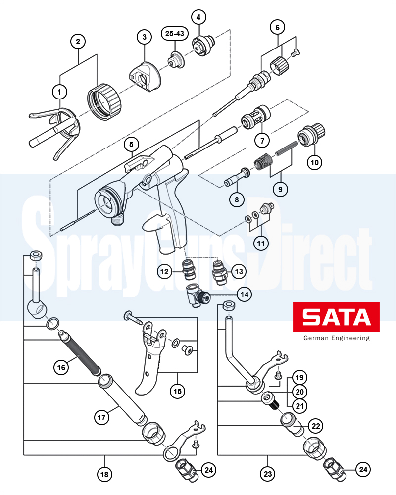 SATAjet K 1800 Spray Mix Spray Gun Spare Parts Breakdown