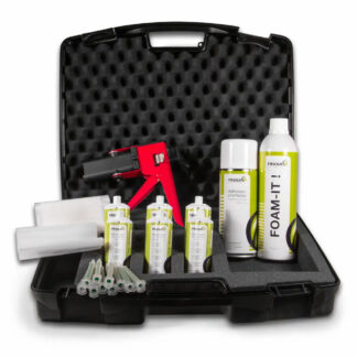 Finixa Plastic Repair Set (PLI 00) - Includes Applicator Gun, Contour Canvas, Reinforcement Canvas, Mixer Tips, and Three Plastic Repair Sets with Varying Curing Times (Fast, Medium, and Slow)