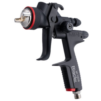 SATAjet 100 B Black Limited Edition Spray Gun with 0.6 l QCC reusable plastic gravity flow cup without swivel joint. Win a Free SATAjet X DIGITAL Ready Spray Gun