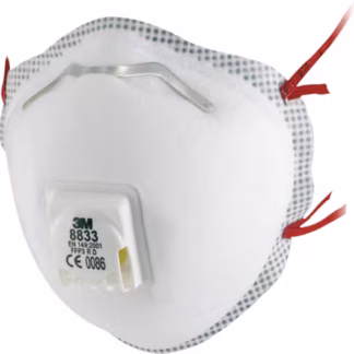 3M 8833 FFP3 Particulate Respirator, Valved (Pack of 10 or Individual)